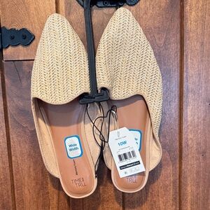 Time and Tru Natural Woven Mules